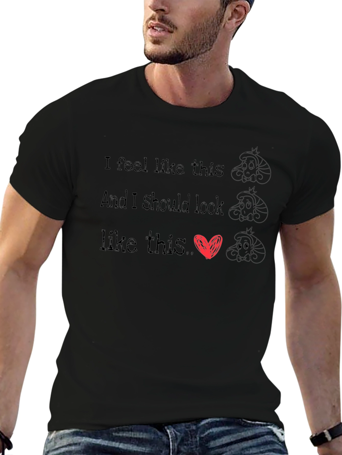 Camiseta Negra Divertida: Me Siento Así