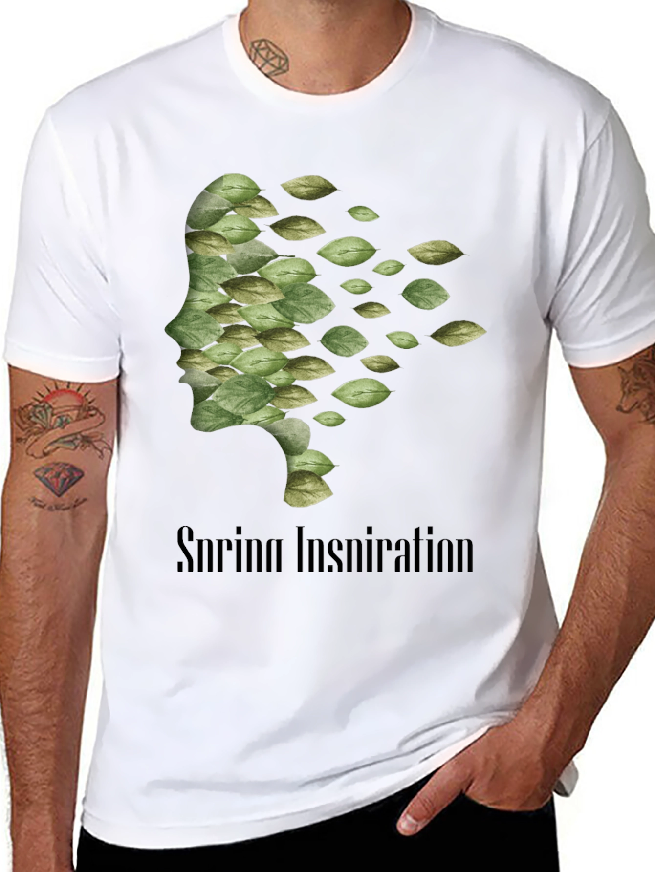 Camiseta Negra Hombre - Diseño Inspiración Primavera