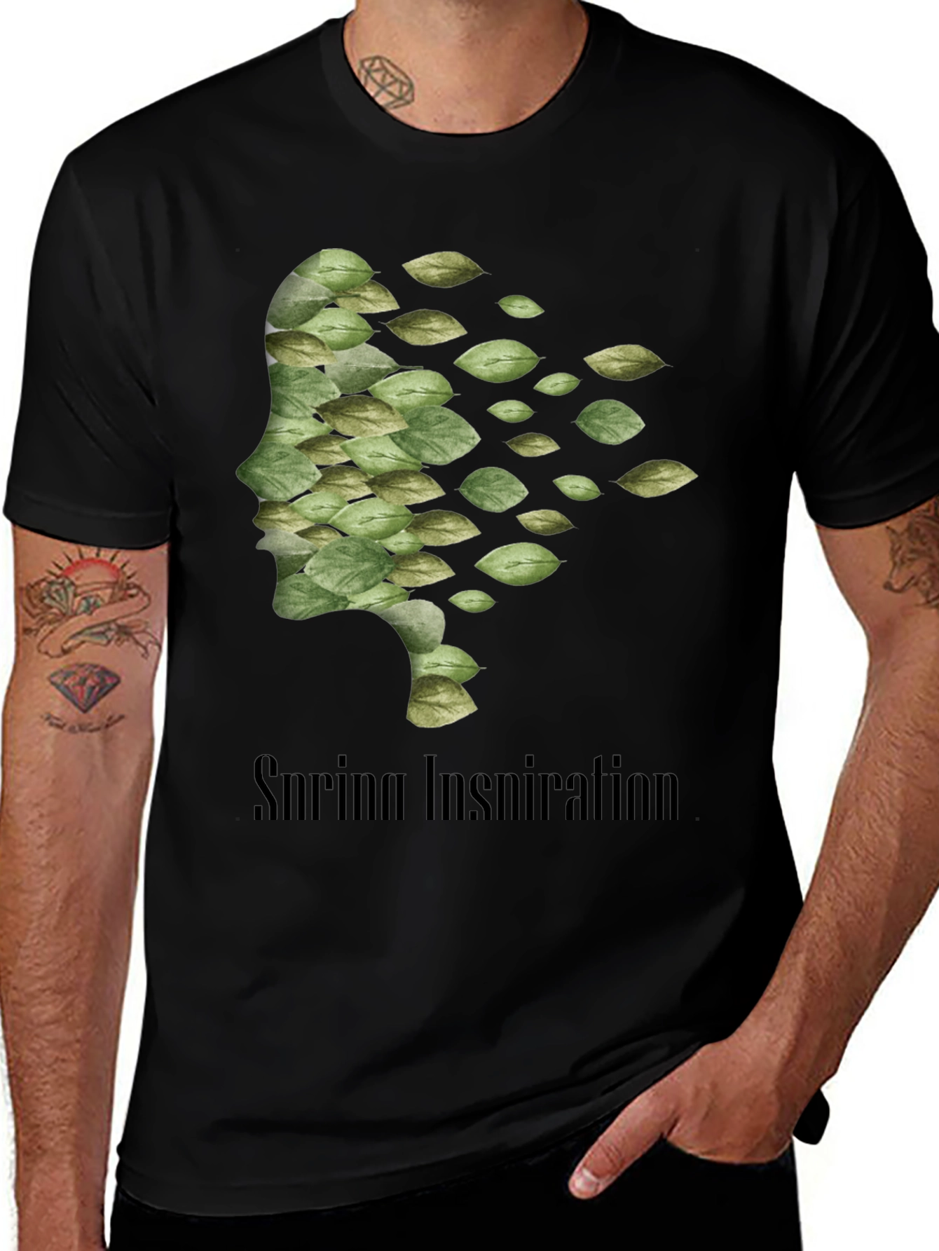 Camiseta Negra Hombre - Diseño Inspiración Primavera