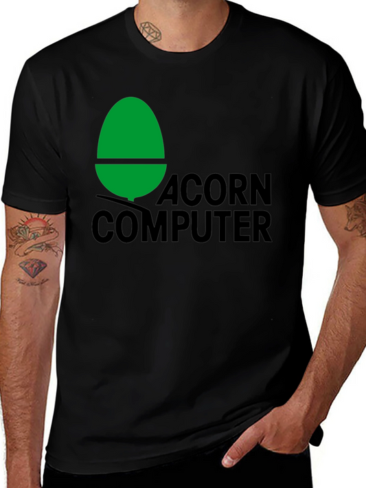 Camiseta Acorn Computer Vintage Negra Algodón