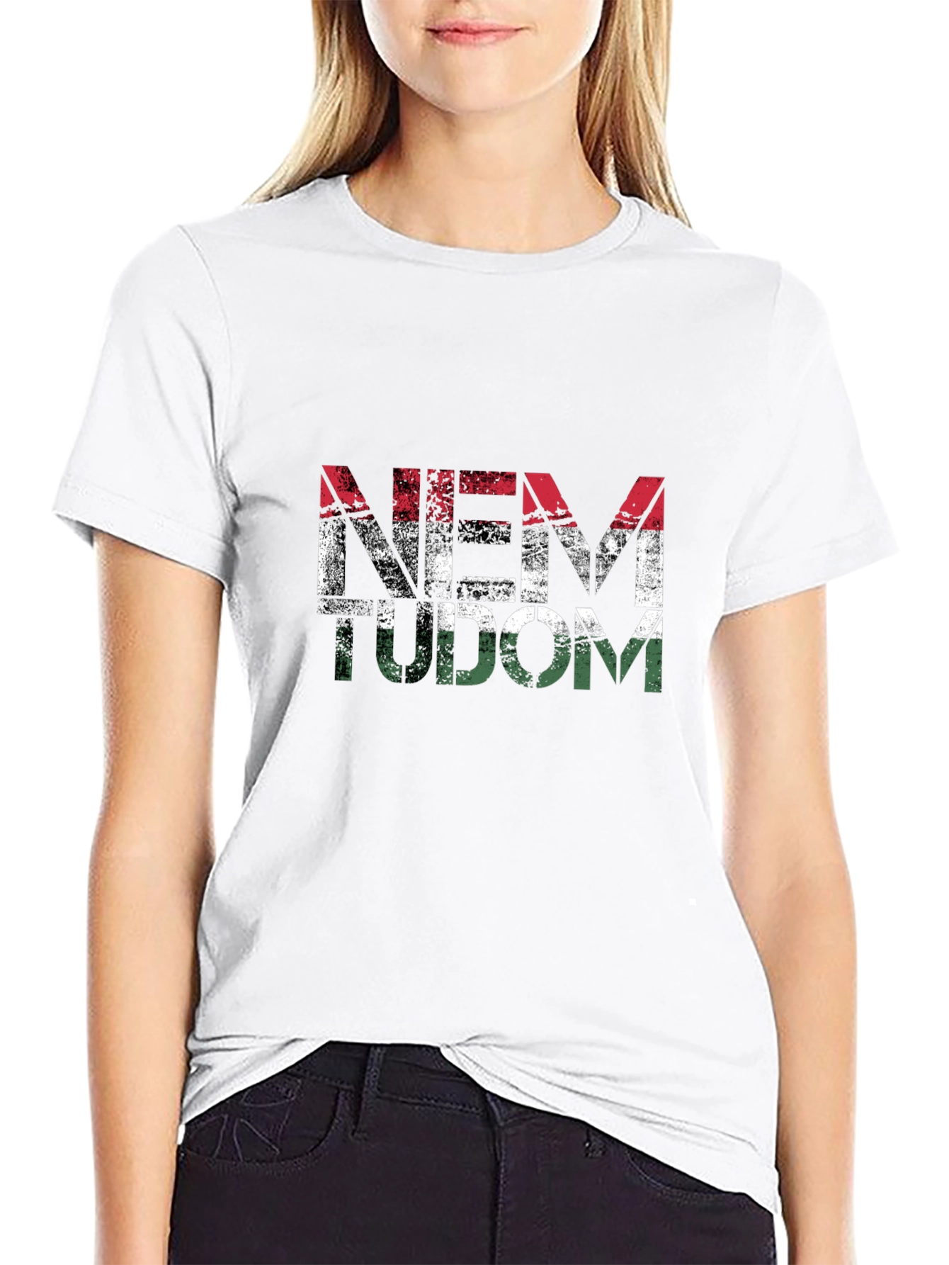 Camiseta Negra Nem Tudom Diseño Bandera Húngara