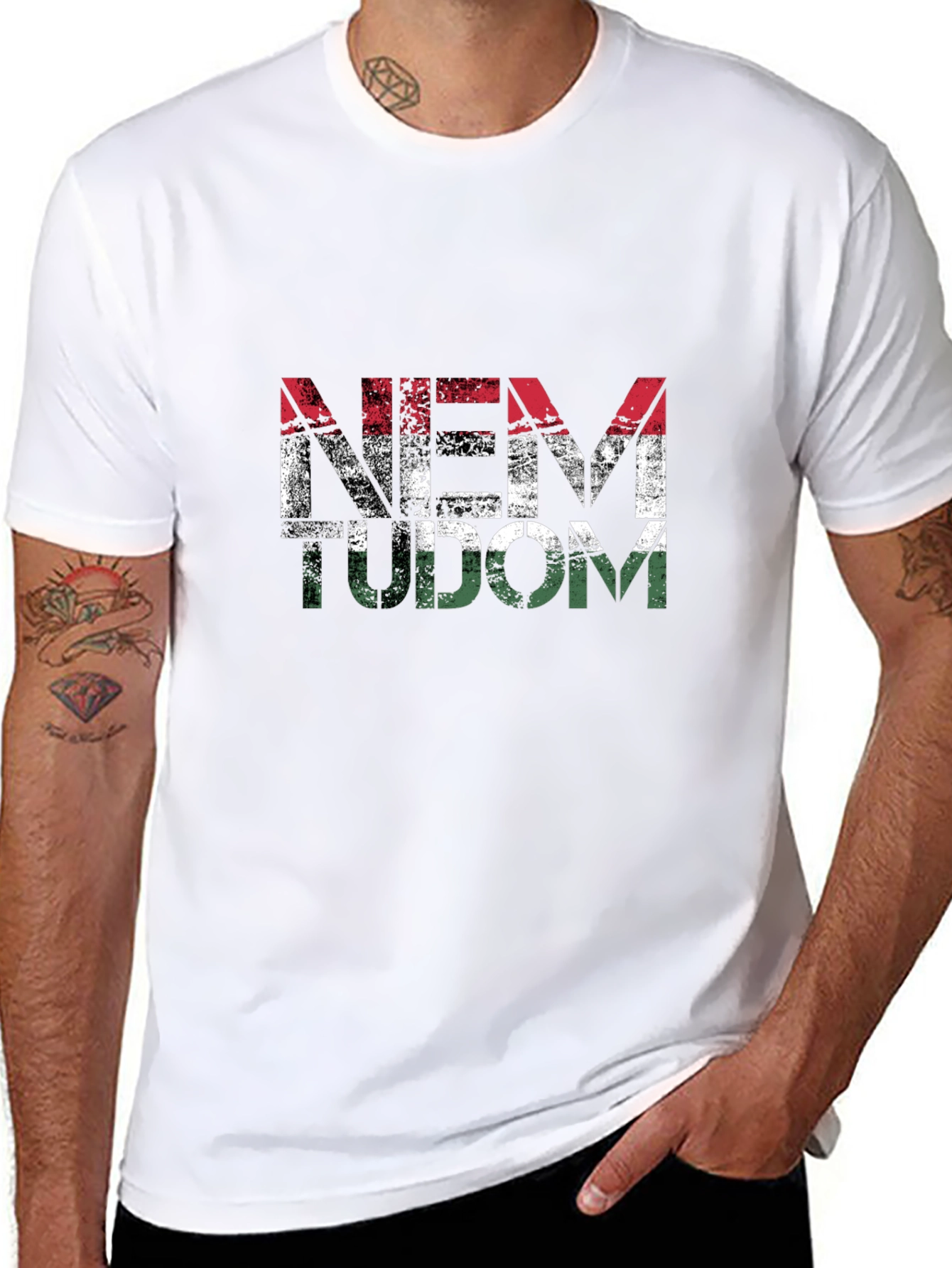 Camiseta Negra Nem Tudom Diseño Bandera Húngara