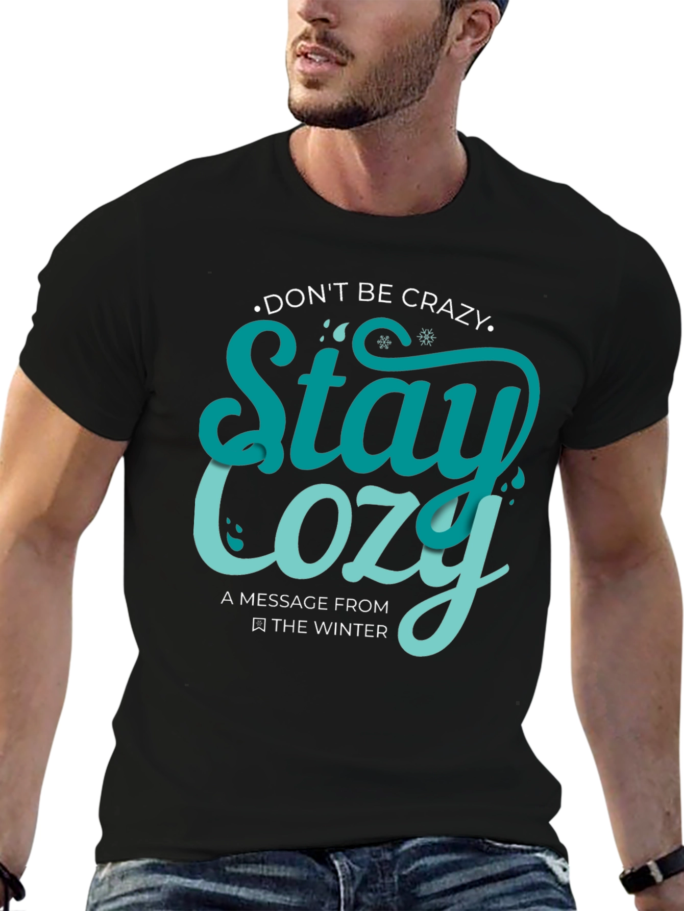 Camiseta Negra con Diseño Stay Cozy
