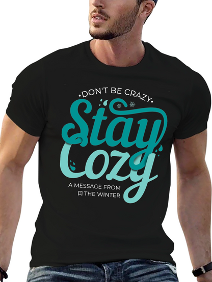 Camiseta Negra con Diseño Stay Cozy
