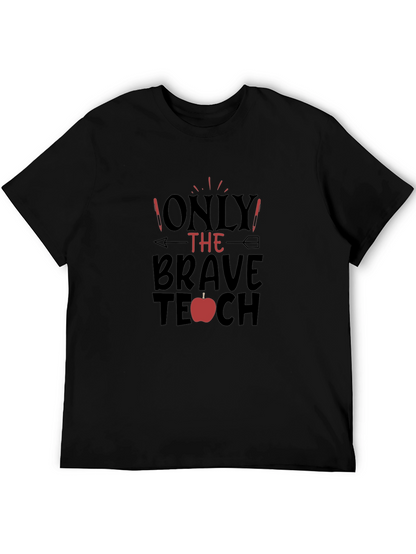 Camiseta Negra Brave Teacher con Diseño de Manzana