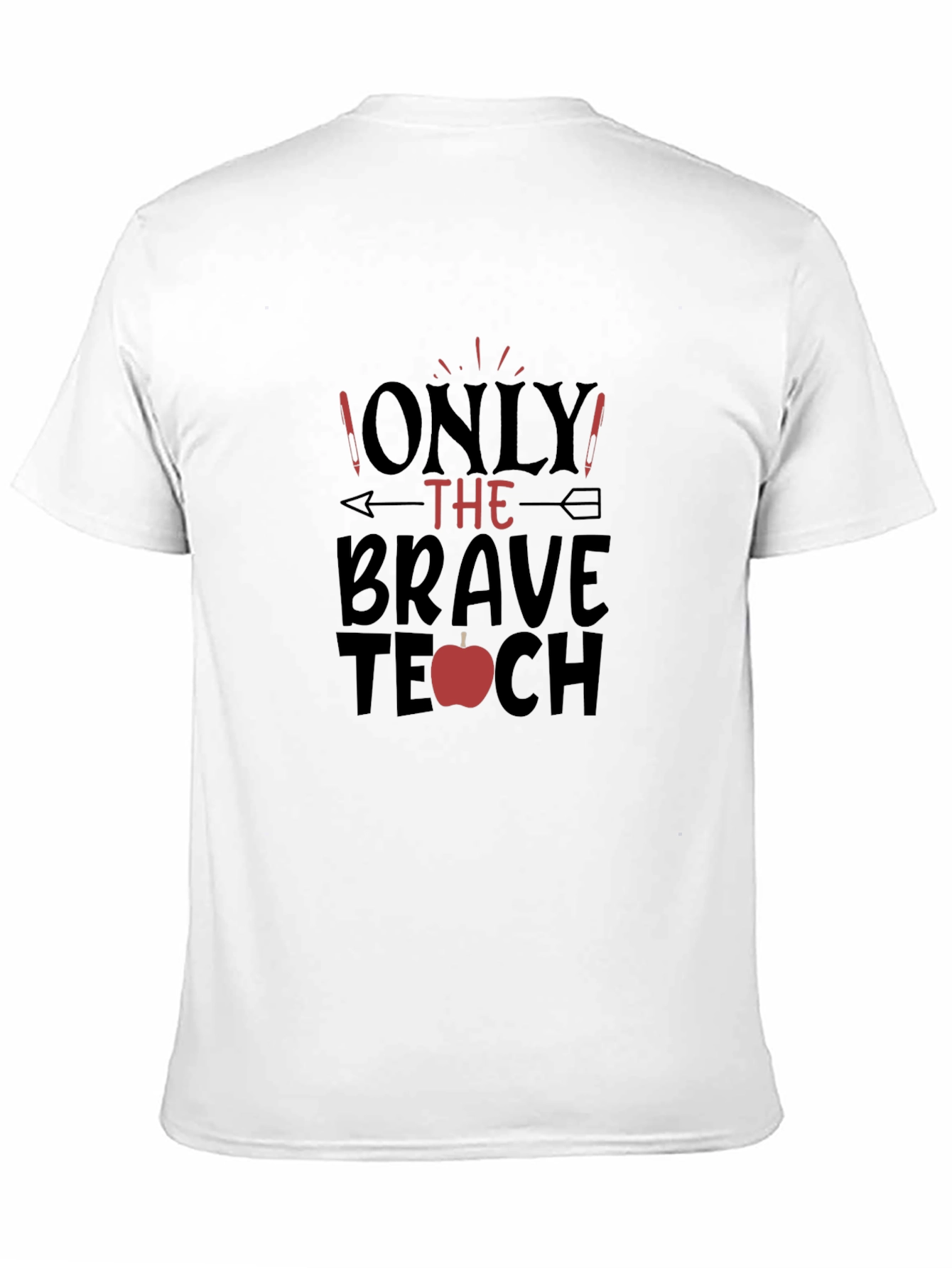 Camiseta Negra Brave Teacher con Diseño de Manzana