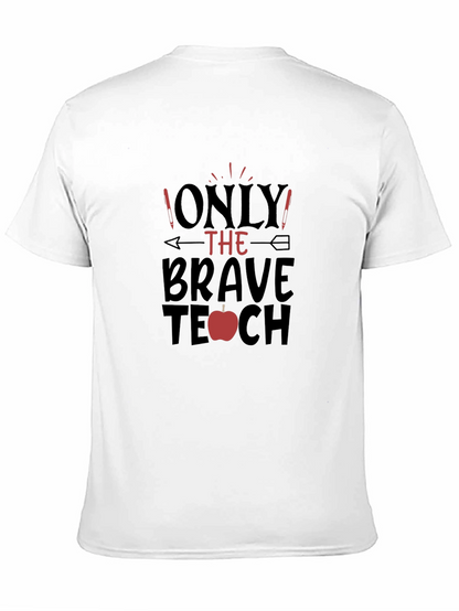 Camiseta Negra Brave Teacher con Diseño de Manzana