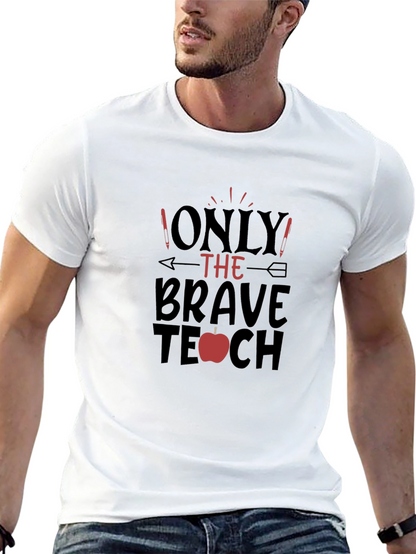 Camiseta Negra Brave Teacher con Diseño de Manzana