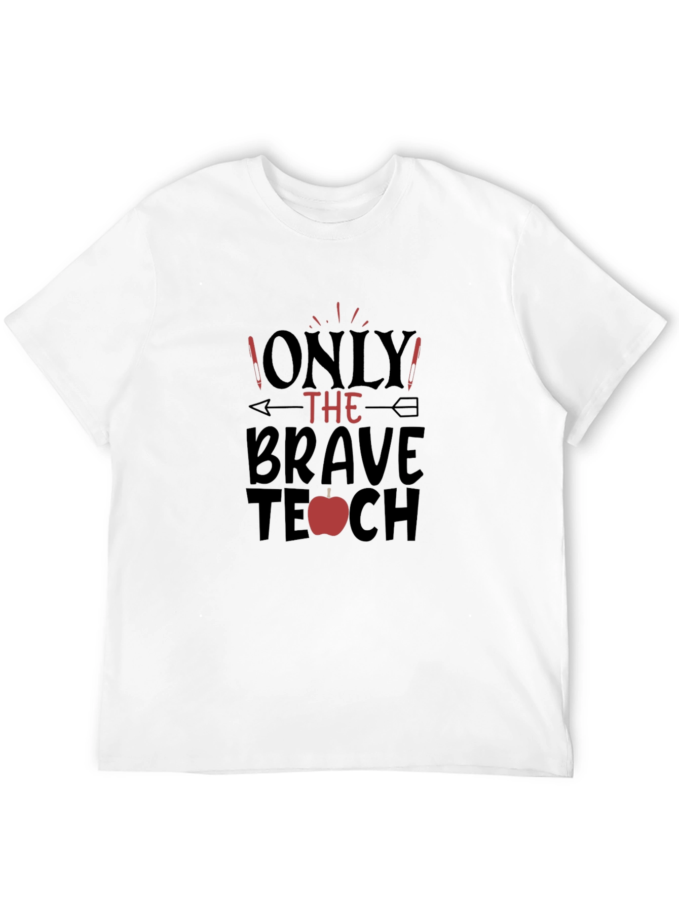 Camiseta Negra Brave Teacher con Diseño de Manzana
