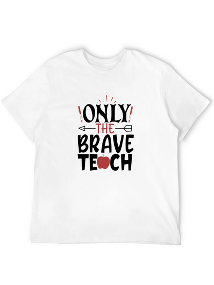 Camiseta Negra Brave Teacher con Diseño de Manzana