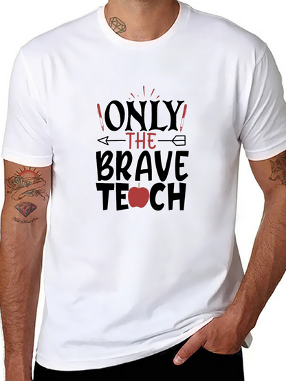 Camiseta Negra Brave Teacher con Diseño de Manzana
