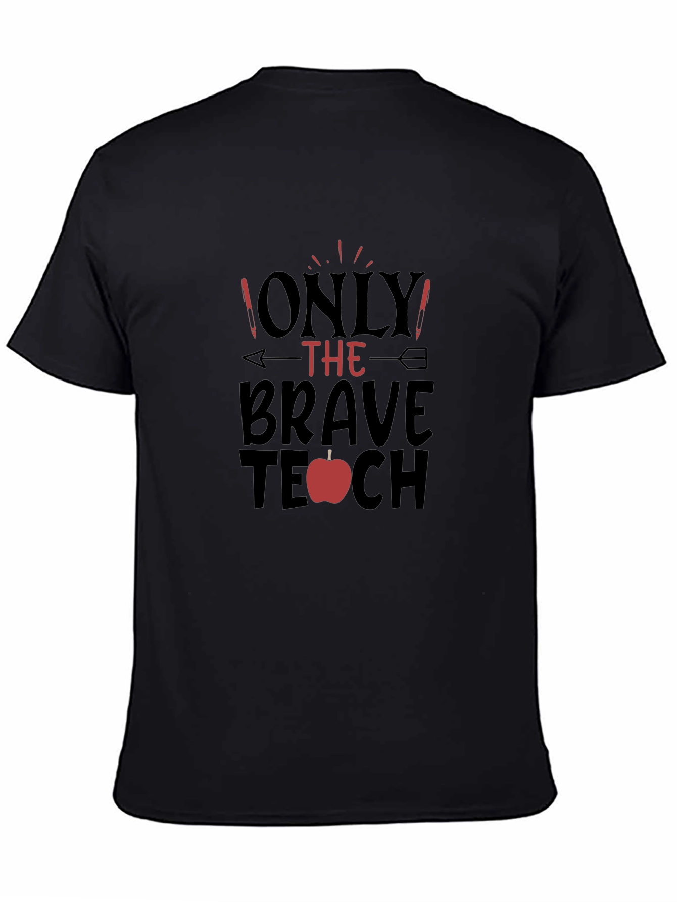Camiseta Negra Brave Teacher con Diseño de Manzana