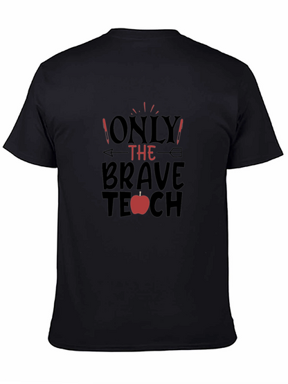 Camiseta Negra Brave Teacher con Diseño de Manzana
