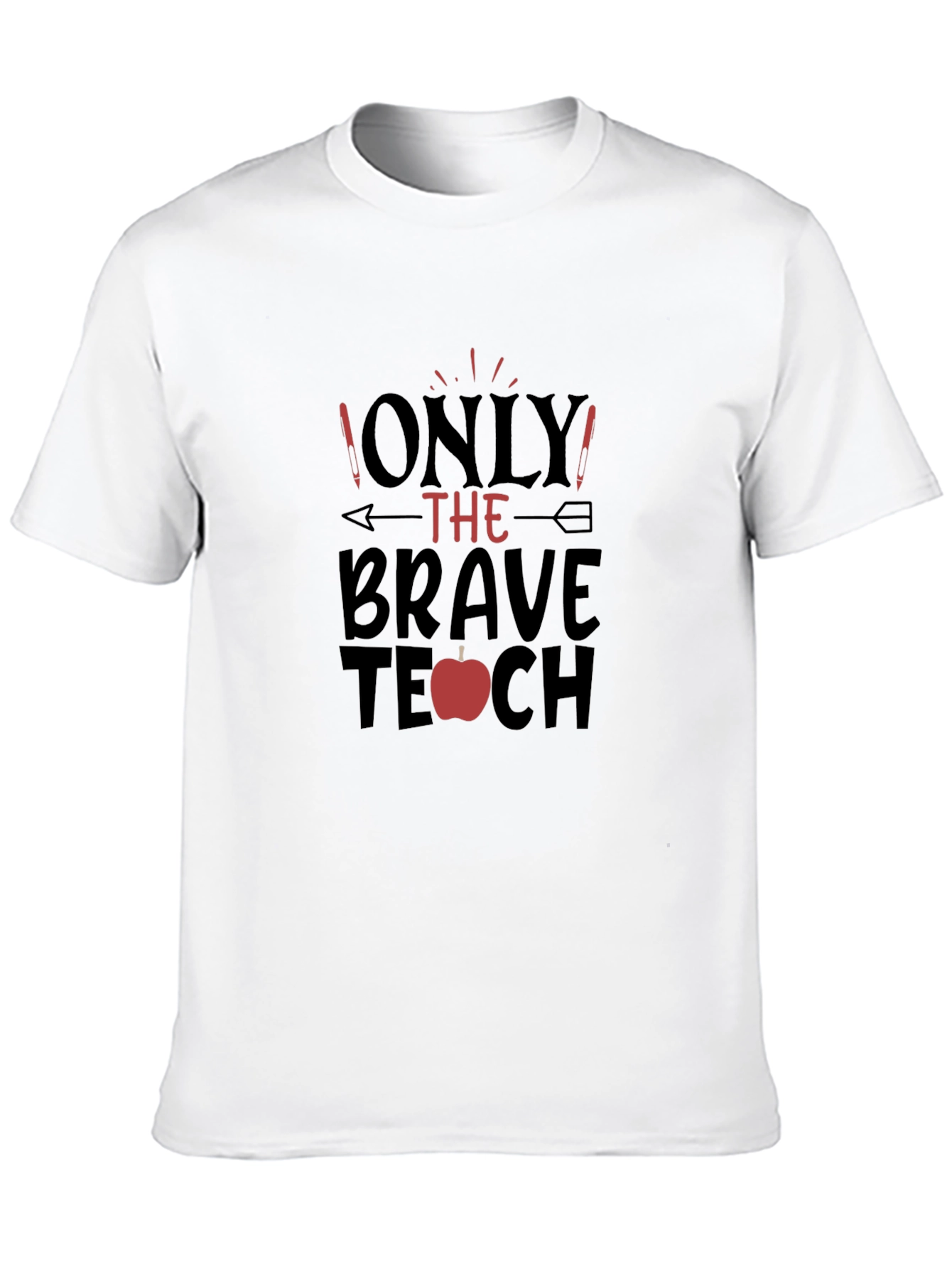 Camiseta Negra Brave Teacher con Diseño de Manzana