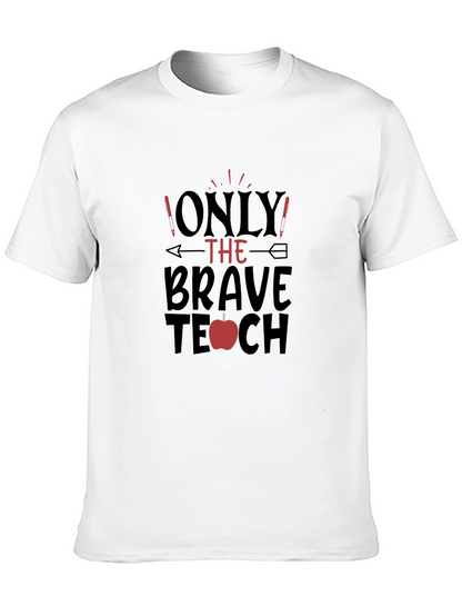 Camiseta Negra Brave Teacher con Diseño de Manzana