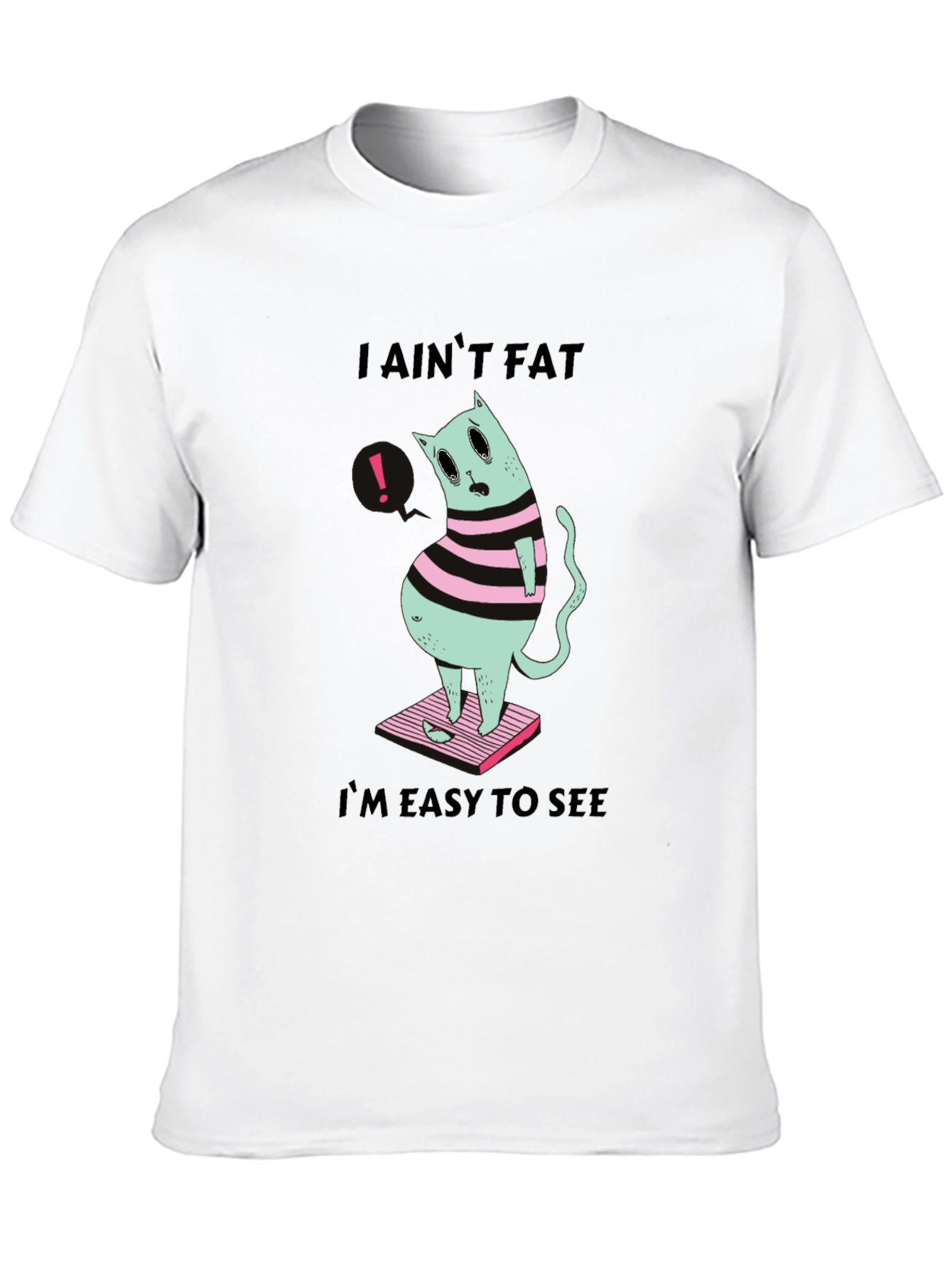 Camiseta Negra Gato Gordo - ¡Fácil de Ver!