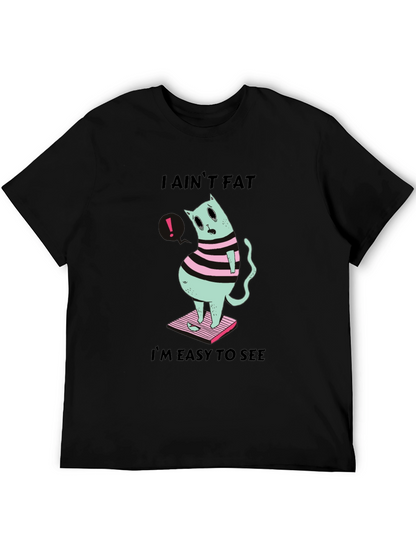 Camiseta Negra Gato Gordo - ¡Fácil de Ver!