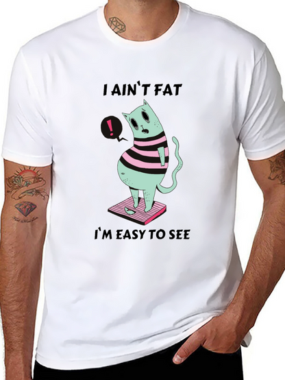 Camiseta Negra Gato Gordo - ¡Fácil de Ver!