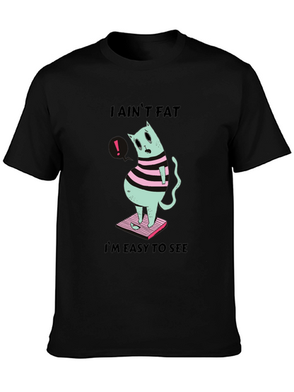Camiseta Negra Gato Gordo - ¡Fácil de Ver!
