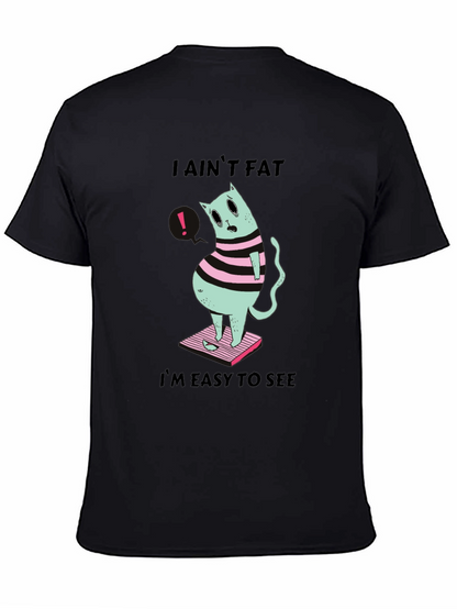Camiseta Negra Gato Gordo - ¡Fácil de Ver!