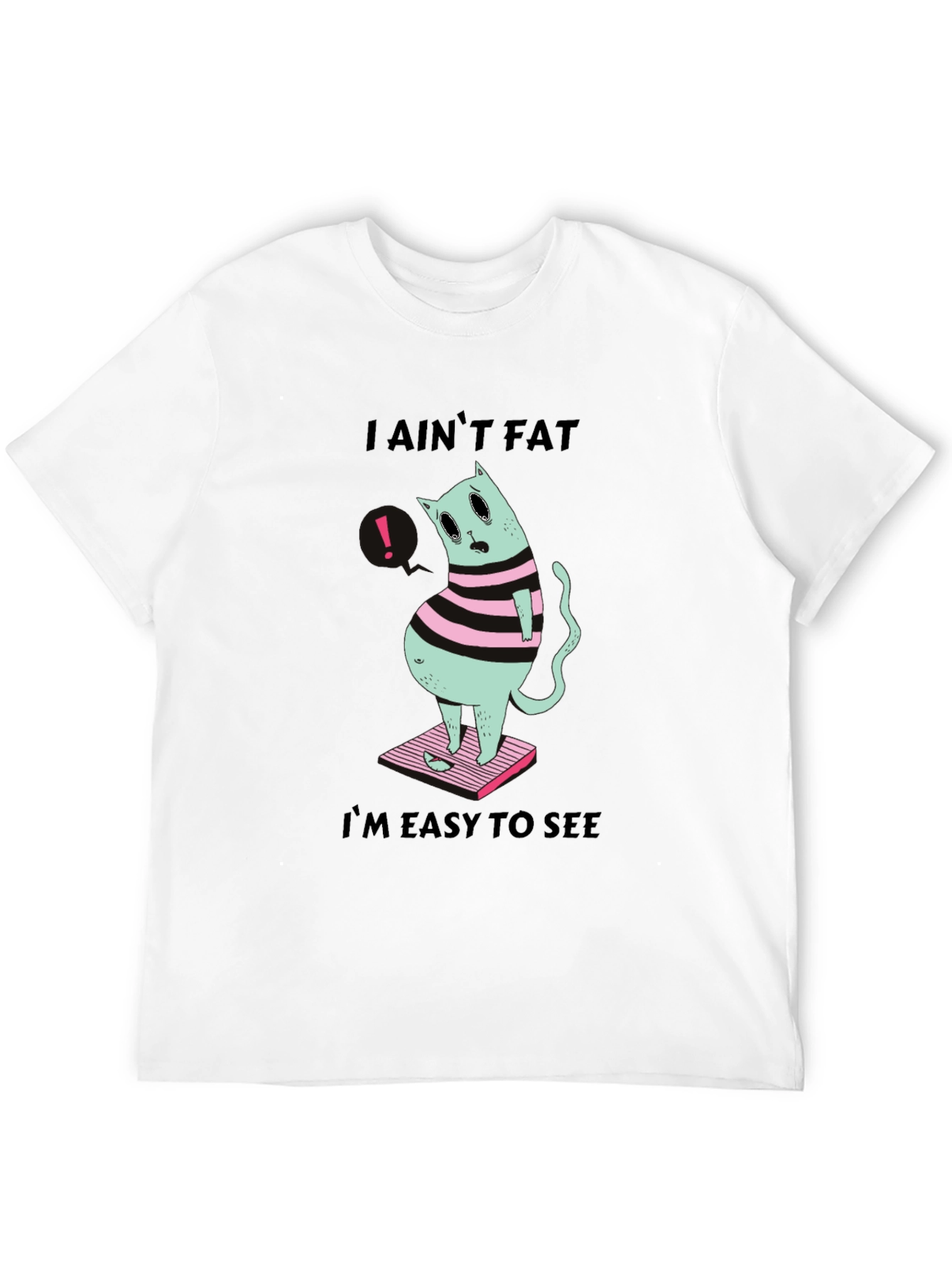 Camiseta Negra Gato Gordo - ¡Fácil de Ver!