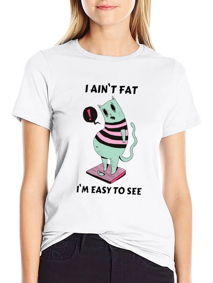 Camiseta Negra Gato Gordo - ¡Fácil de Ver!