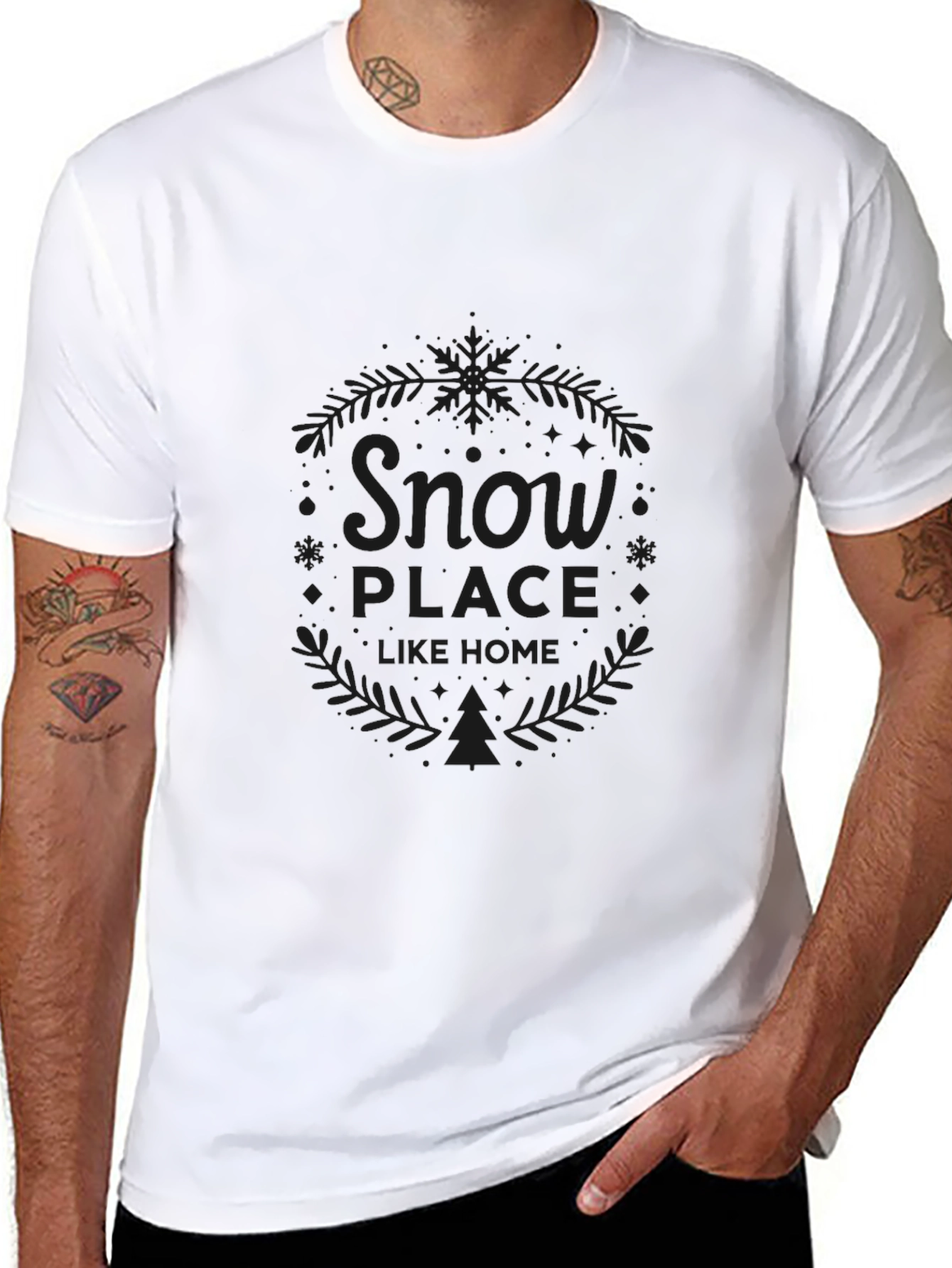 Camiseta Negra Snow Place Like Home Invierno