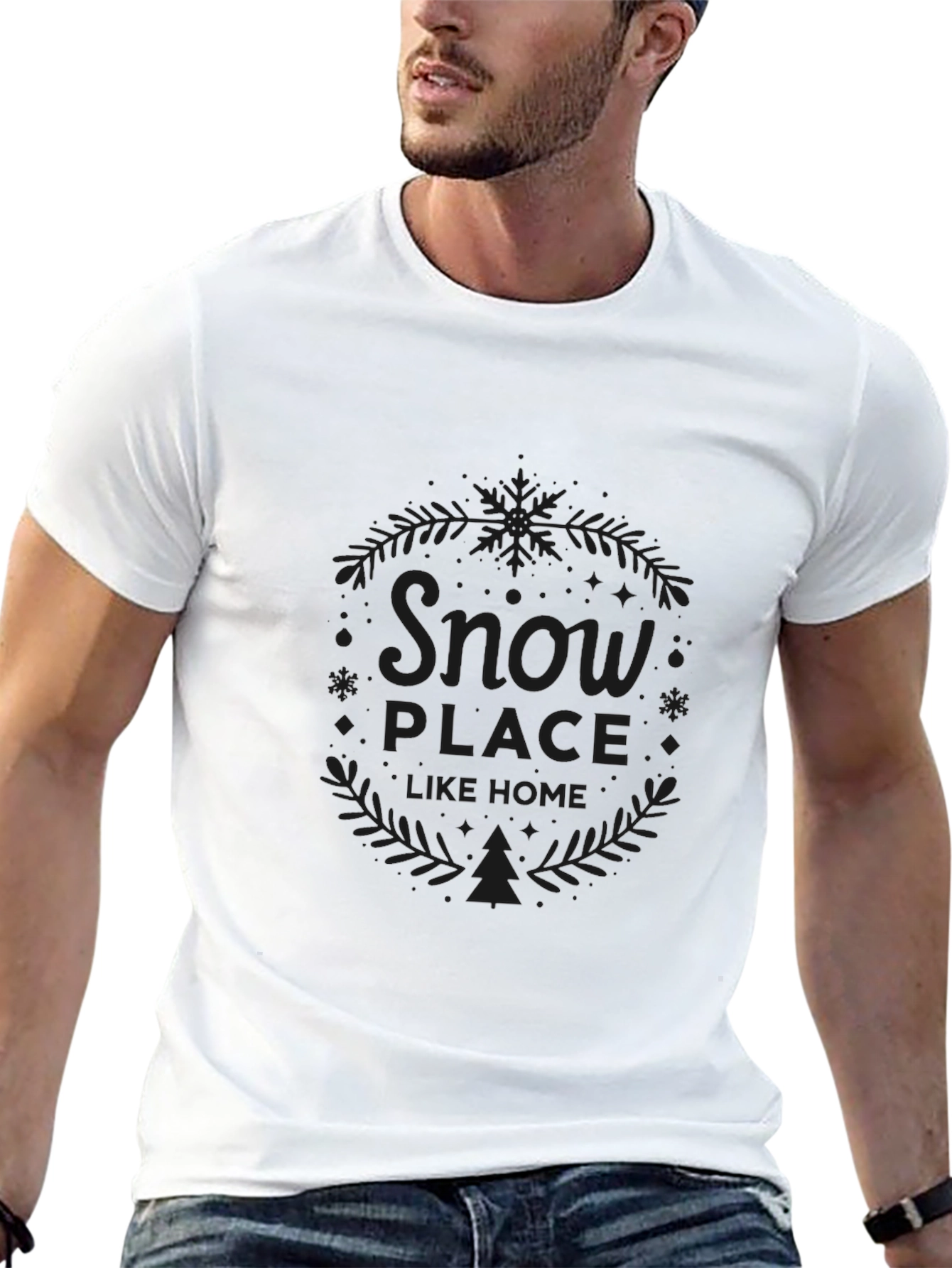 Camiseta Negra Snow Place Like Home Invierno