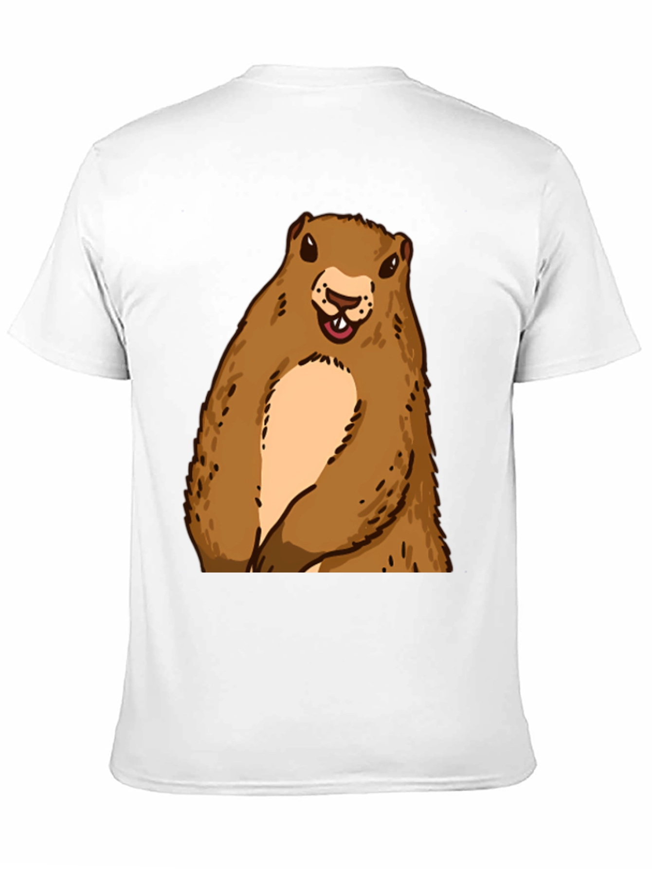 Camiseta Negra con Diseño de Marmota Sonriente