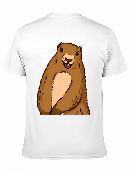 Camiseta Negra con Diseño de Marmota Sonriente