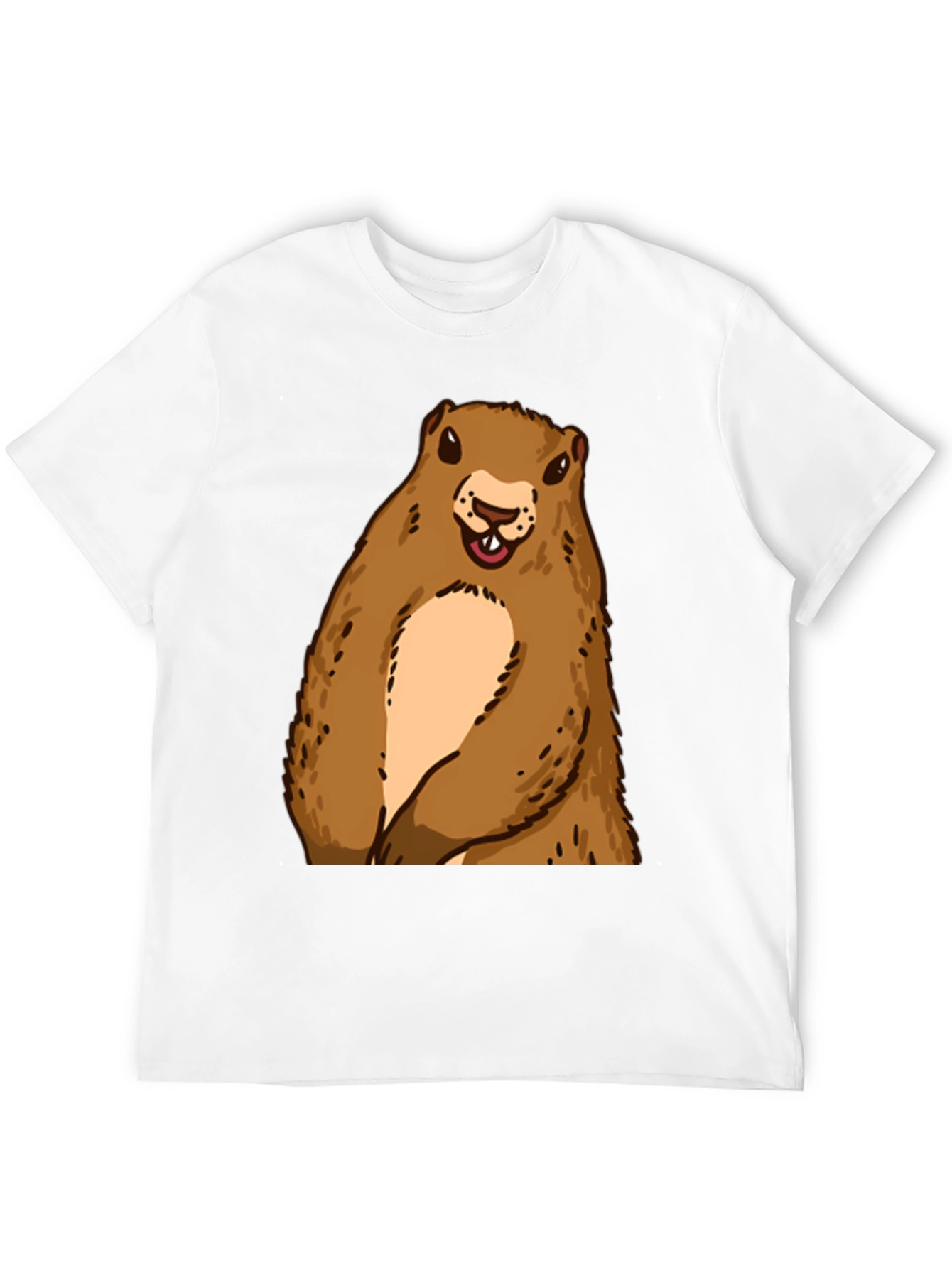 Camiseta Negra con Diseño de Marmota Sonriente