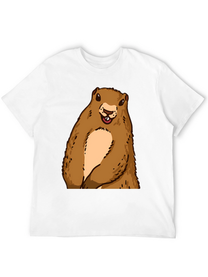 Camiseta Negra con Diseño de Marmota Sonriente