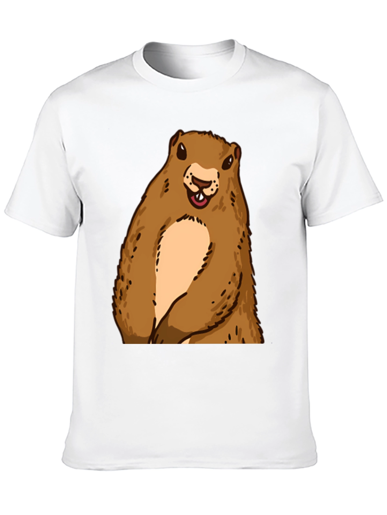 Camiseta Negra con Diseño de Marmota Sonriente