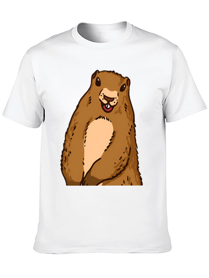 Camiseta Negra con Diseño de Marmota Sonriente