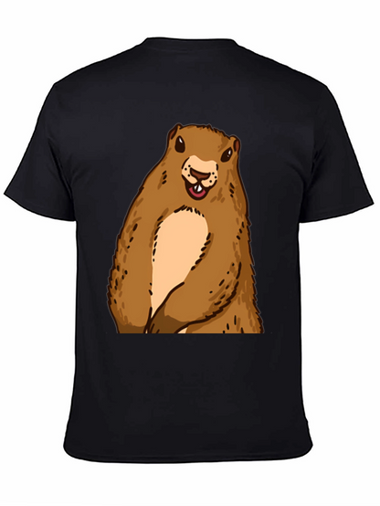 Camiseta Negra con Diseño de Marmota Sonriente