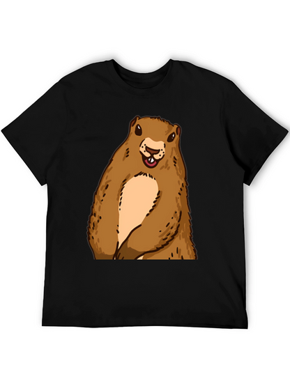 Camiseta Negra con Diseño de Marmota Sonriente