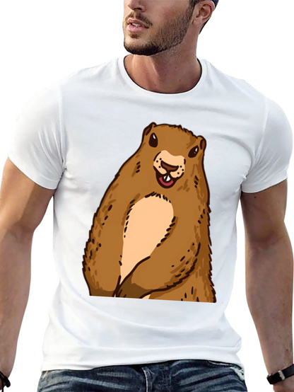 Camiseta Negra con Diseño de Marmota Sonriente