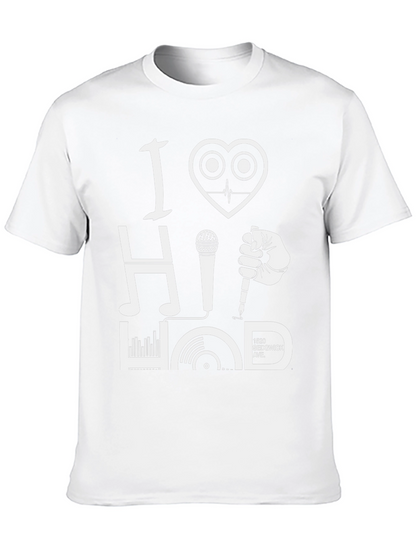 Camiseta Negra I Love Hip Hop Diseño Gráfico Único