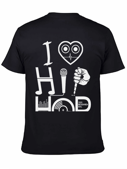Camiseta Negra I Love Hip Hop Diseño Gráfico Único