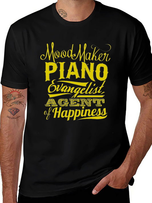 Camiseta Negra Mood Maker PIANO para Amantes de la Música