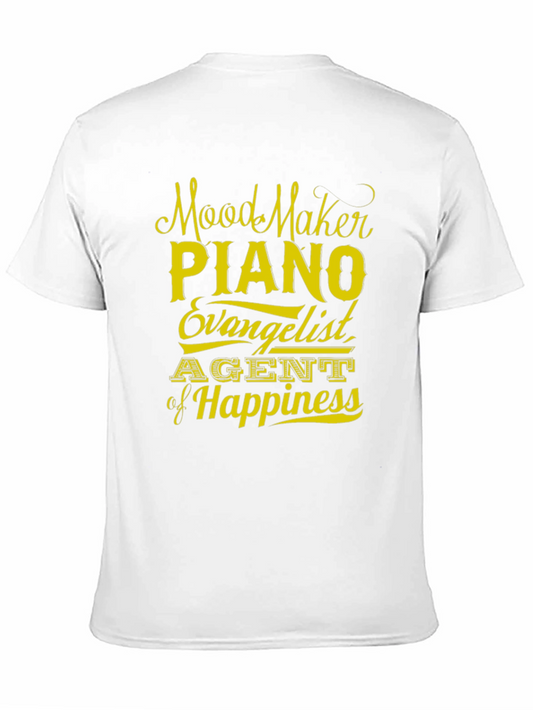 Camiseta Negra Mood Maker PIANO para Amantes de la Música