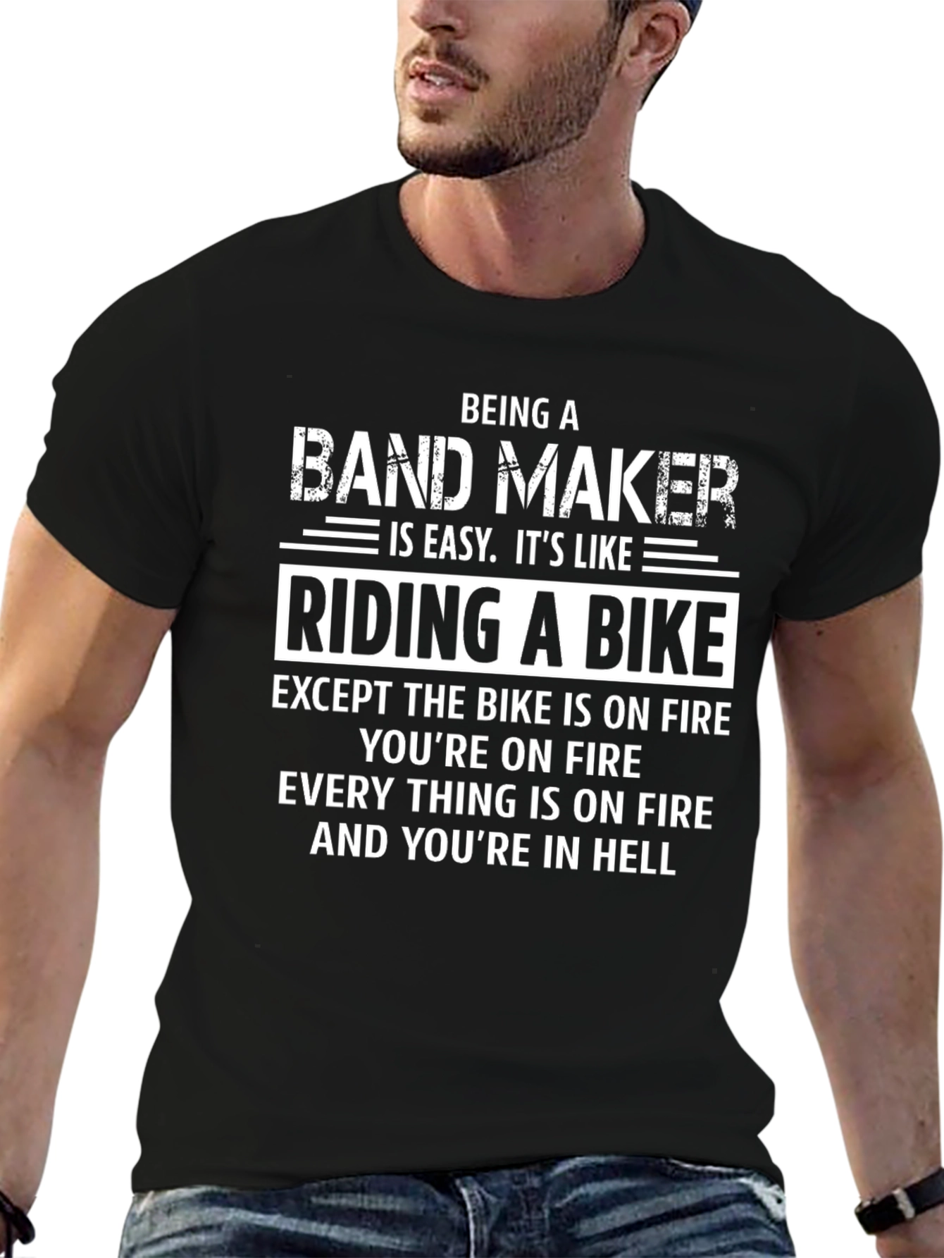 Camiseta Negra: Banda Musical ¡El Infierno en Dos Ruedas!