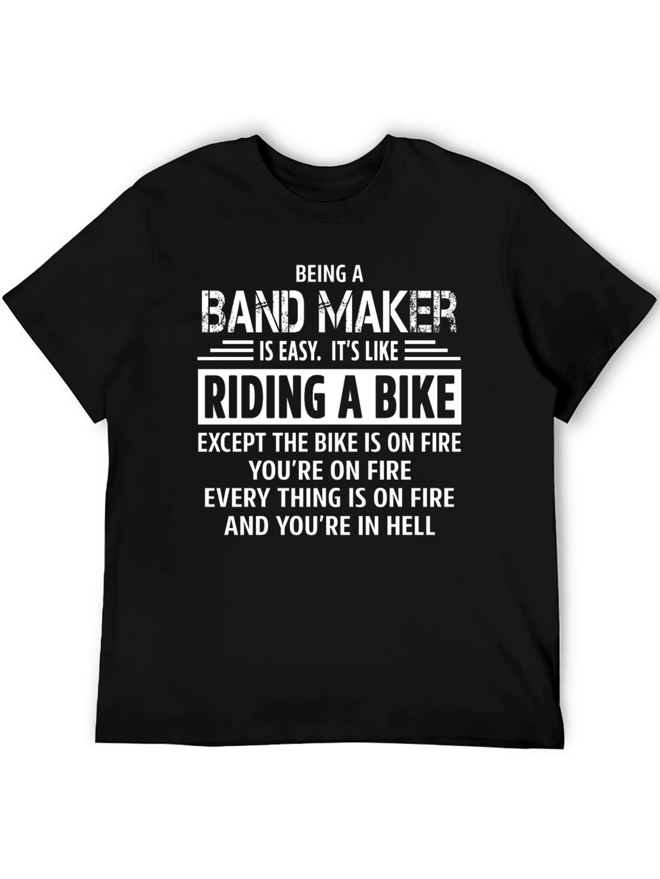 Camiseta Negra: Banda Musical ¡El Infierno en Dos Ruedas!