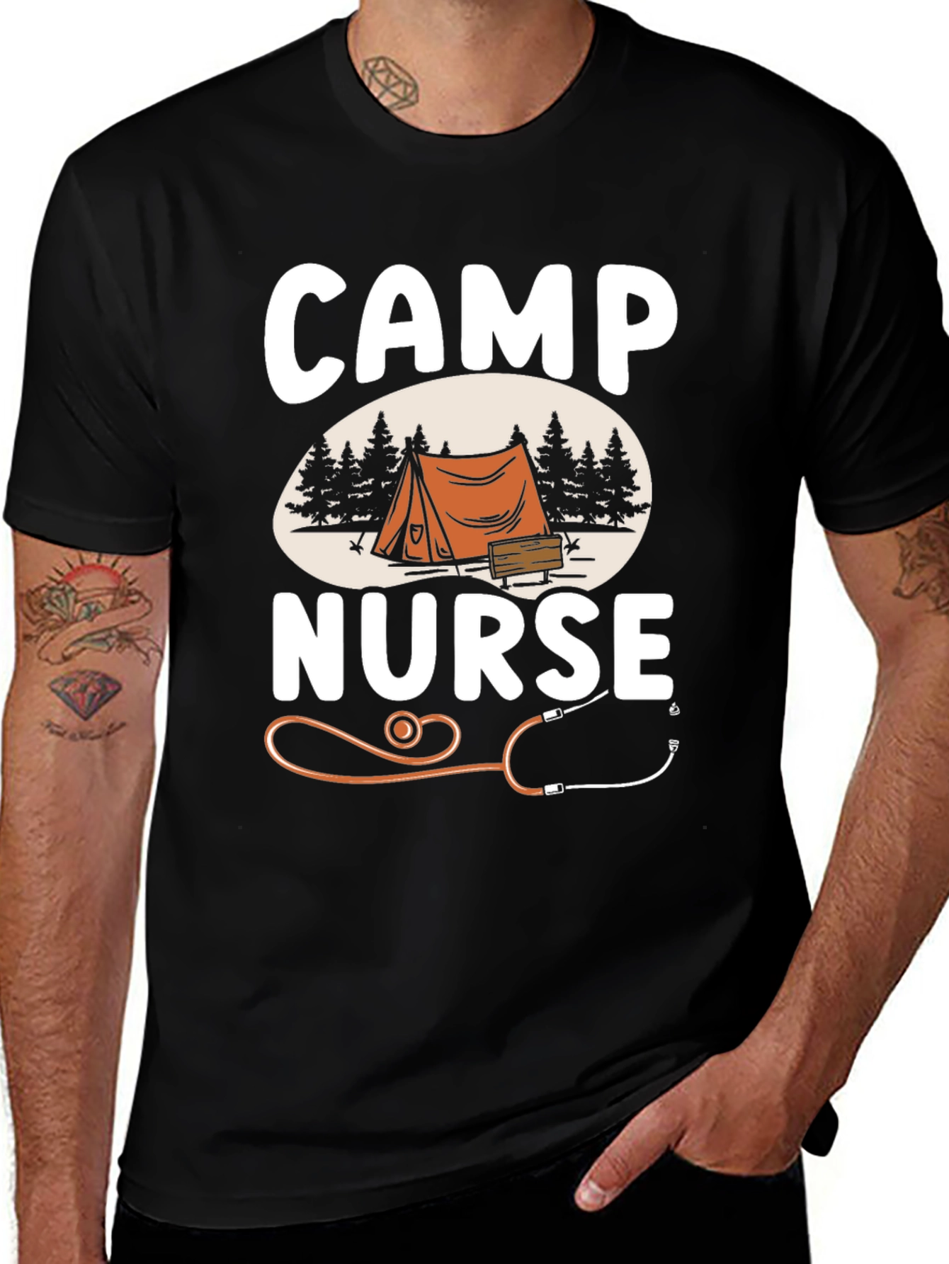 Camiseta Camp Nurse Negra - Ideal para Enfermeras