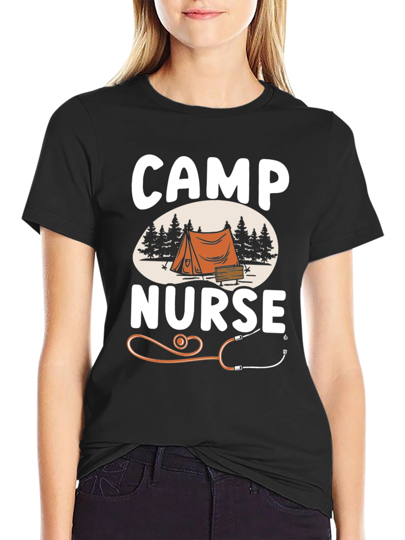 Camiseta Camp Nurse Negra - Ideal para Enfermeras