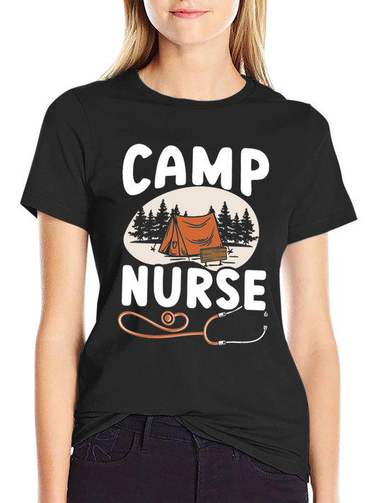 Camiseta Camp Nurse Negra - Ideal para Enfermeras