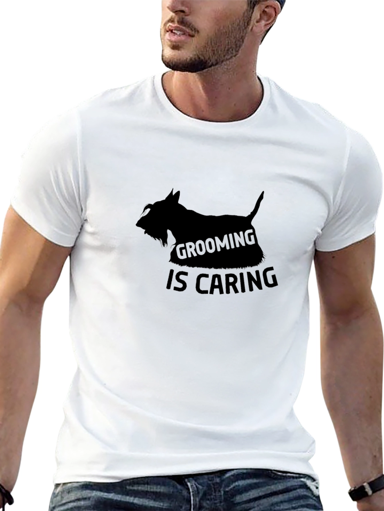 Camiseta Negra Grooming is Caring para Amantes de Mascotas