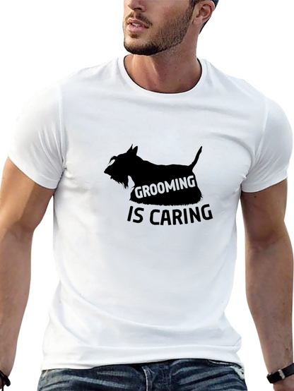 Camiseta Negra Grooming is Caring para Amantes de Mascotas