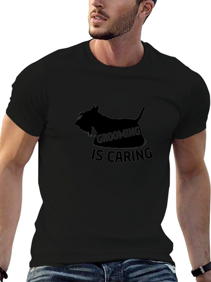 Camiseta Negra Grooming is Caring para Amantes de Mascotas