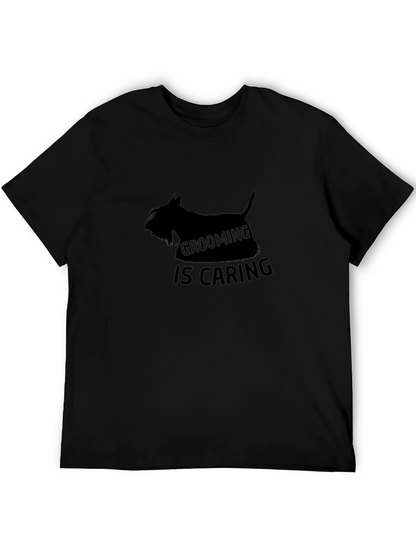 Camiseta Negra Grooming is Caring para Amantes de Mascotas